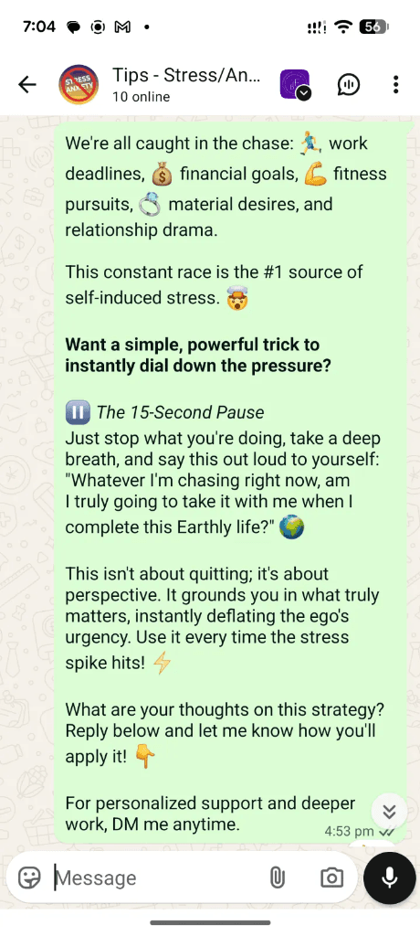 WhatsApp Happiness Tips Channel Preview